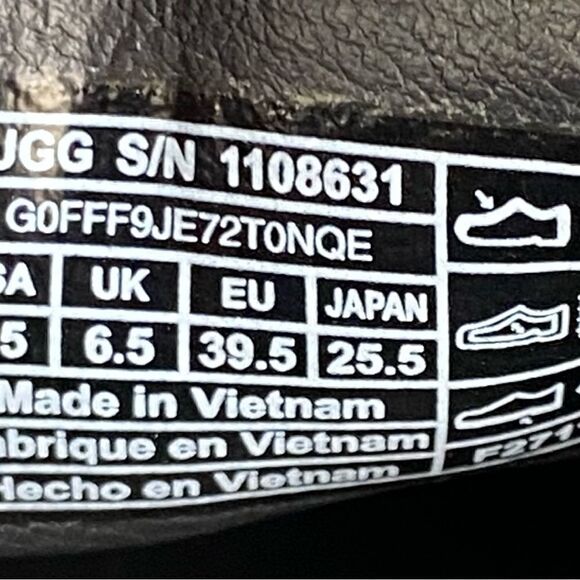 UGG Women's  Abies Perforated Black Suede Slip On Platform Sneaker Shoe 8.5 - Picture 7 of 8